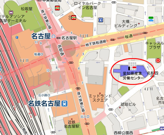 愛知県産業労働センター　ウインクあいち地図